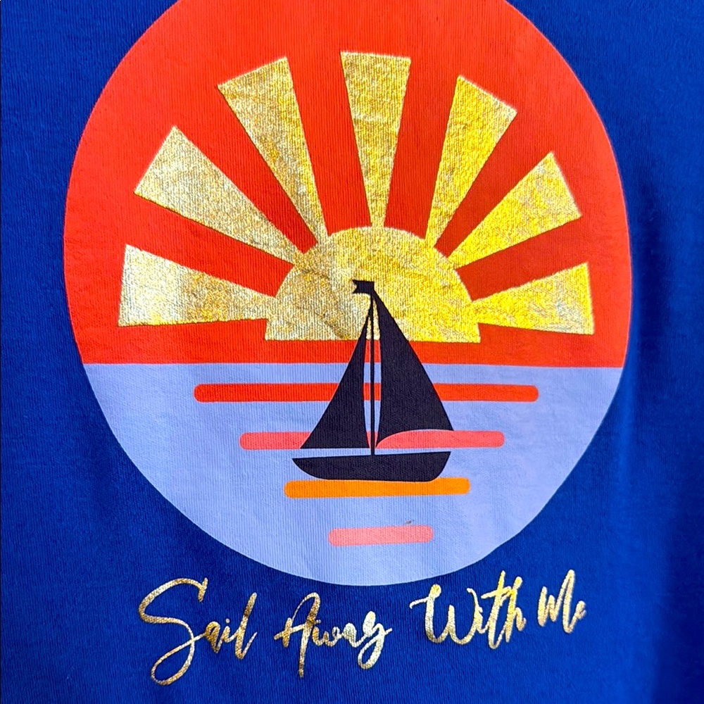 Kim Rogers Perfectly Soft Royal Blue size L Sail Away With Me T-shirt NWOT